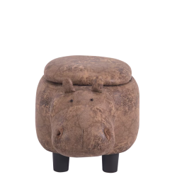 Детска табуретка с ракла - кафяв хипопотам