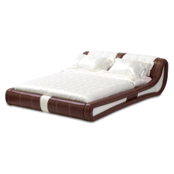 Кожена спалня AVA 160 - бяло-кафяво