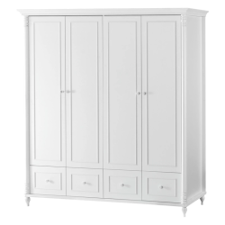 Четирикрилен детски гардероб  с чекмеджета NIL - бял