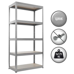 Метален стелаж STAR 180x90x35 см, до 175 кг на рафт - цинк