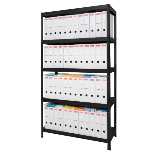 Метален стелаж HARD 180x90x40 см, до 130 кг на рафт - черен Метален стелаж HARD 180x90x40 см, до 130 кг на рафт - черен