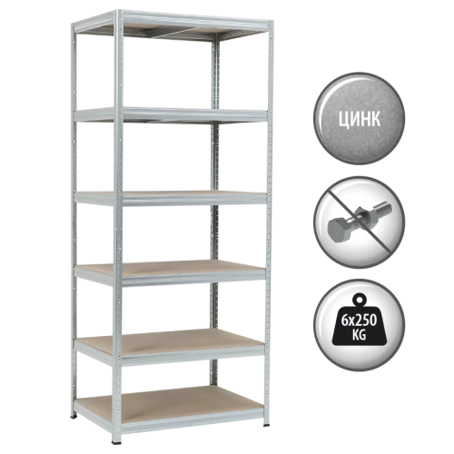Метален стелаж STAR 213x90x60 см, до 250 кг на рафт - цинк Метален стелаж STAR 213x90x60 см, до 250 кг на рафт - цинк