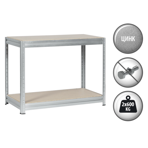 Метален стелаж MEGA 87x160x60 см, до 600 кг на рафт - цинк Метален стелаж MEGA 87x160x60 см, до 600 кг на рафт - цинк