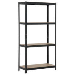 Метален стелаж Carmen CR-1015 - 180х90х40 см, до 175 кг на рафт - черен