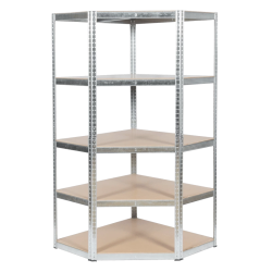 Ъглов метален стелаж Carmen CR-1019 - 180x90x45 см, до 275 кг на рафт - цинк