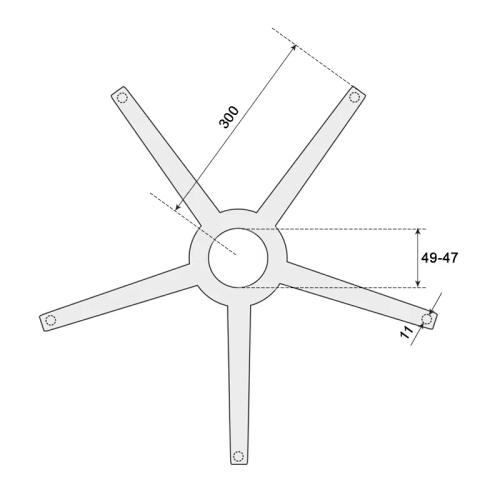 Звезда за офис стол - 300 мм - полипропилен